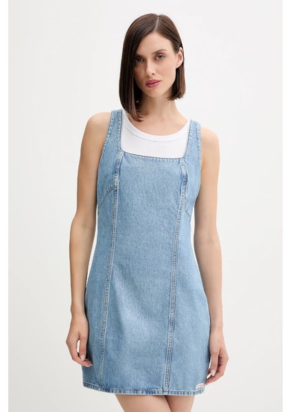 Ck LV047C714G Scoop Neck Dress Evenıng Blue Kadın Elbise