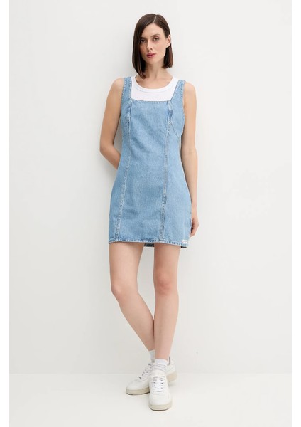 Ck LV047C714G Scoop Neck Dress Evenıng Blue Kadın Elbise modelleri