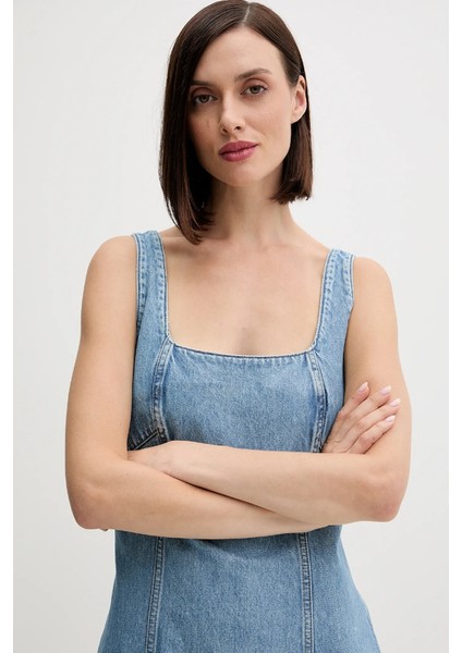 Ck LV047C714G Scoop Neck Dress Evenıng Blue Kadın Elbise indirimleri