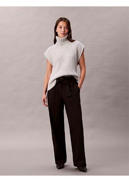 Ck LV044D639G Cotton Twill Belted Trouser Kadın Pantolon fiyatları