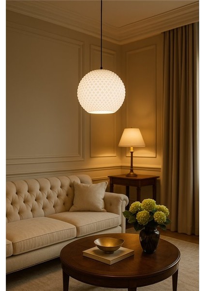 Pinterest Tarzı Beyaz Geometrik Avize – Modern Lüks Salon Aydınl fiyatları