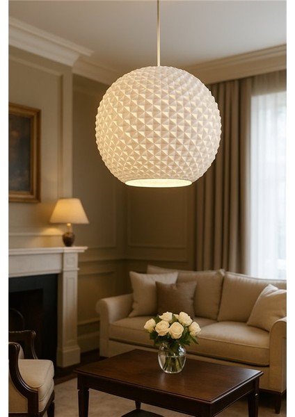 Pinterest Tarzı Beyaz Geometrik Avize – Modern Lüks Salon Aydınl modelleri