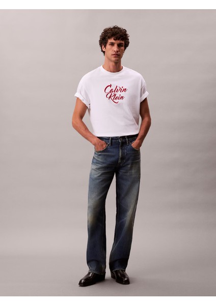 Ck LV04RD801G Ss 16S Sn Cursıve Calvın Graphıc Erkek Tshırt indirimleri