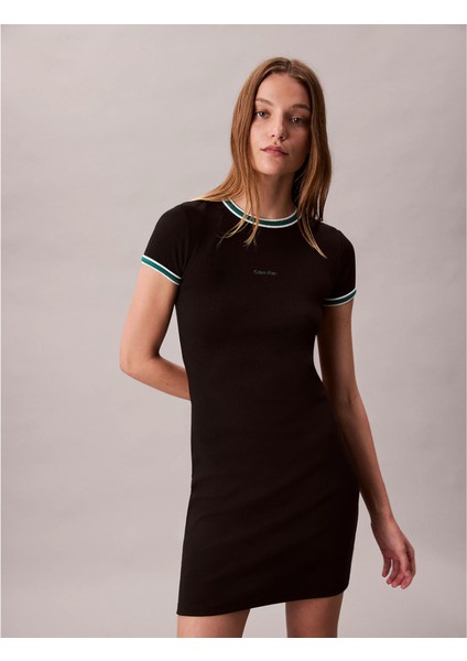 Ck LV047D202G Ss Color Block Cotton Rıb Baby Kadın Elbise