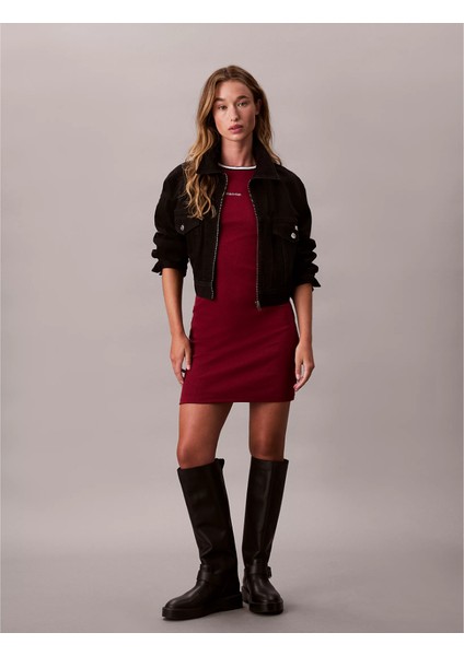 Ck LV047D202G Ss Color Block Cotton Rıb Baby Kadın Elbise modelleri