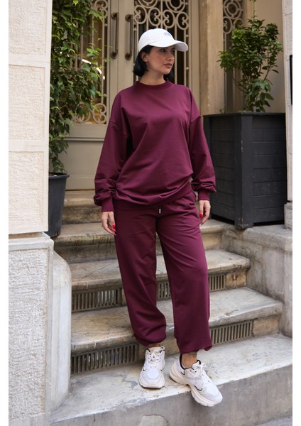 Regular Fit 2'li Takım Sweatshirt Beli Lastikli Jogger Eşofman Altı modelleri