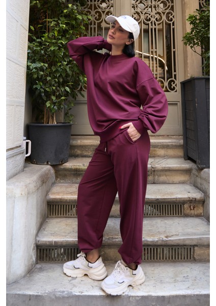 Regular Fit 2'li Takım Sweatshirt Beli Lastikli Jogger Eşofman Altı indirimleri