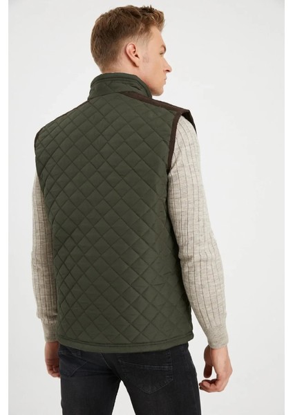 Erkek Haki Polar Astarlı Rahat Kalıp Kapitone Yelek 4480 modelleri