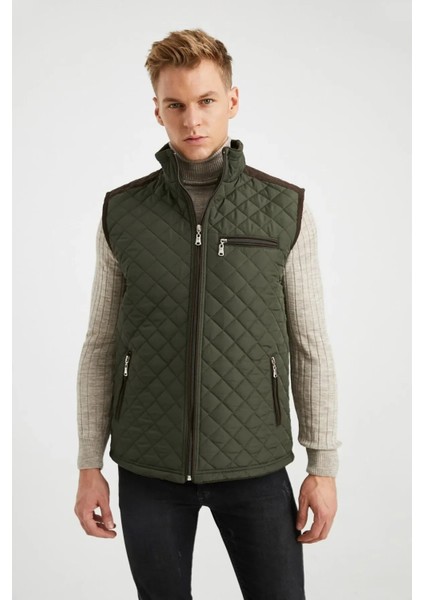 Erkek Haki Polar Astarlı Rahat Kalıp Kapitone Yelek 4480 fırsatları