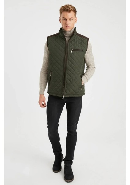 Erkek Haki Polar Astarlı Rahat Kalıp Kapitone Yelek 4480 indirimleri