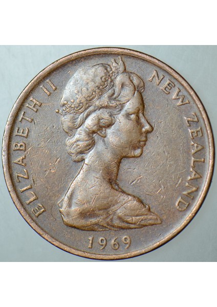 Fiji 2 Cent 1969 Ktraliçe Iı. Elizabeth. 21,1 mm modelleri