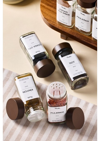 Raul Woody 12'li Akasya Kapak Baharatlık Seti 120ML + 30 Etiket 16779 fiyatları