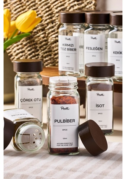 Raul Woody 12'li Akasya Kapak Baharatlık Seti 120ML + 30 Etiket 16779 fırsatları