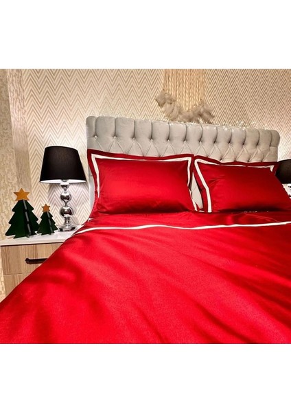 Bordo Renkli Pamuk-Saten Yorgan Kılıfı