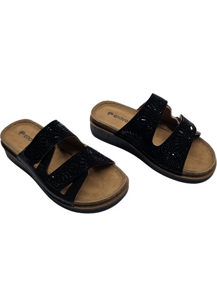 Enova Anatomik Taşlı Çift Bant Cırtlı Kadın Terlik fiyatları