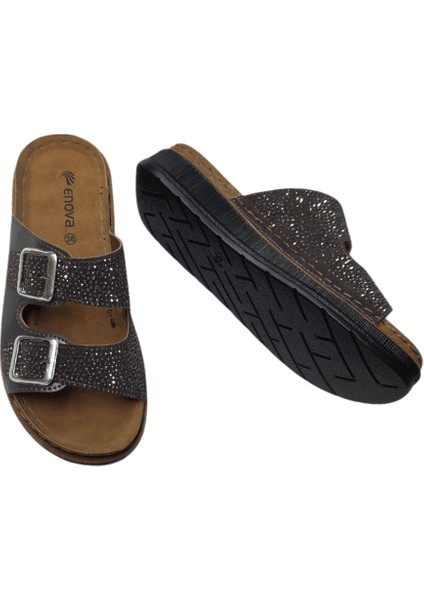 Enova Anatomik Taşlı Çift Bant Cırtlı Kadın Terlik fiyatları