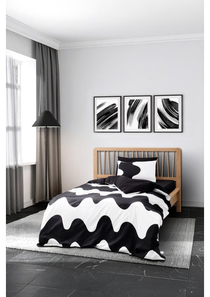 mono Tek Kişilik Lastikli Çarşaflı Nevresim Takımı Flow Siyah fiyatları