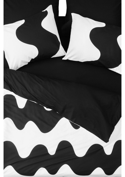 mono Tek Kişilik Lastikli Çarşaflı Nevresim Takımı Flow Siyah modelleri