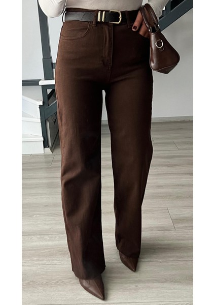 Kahve Likralı Straight Jean fiyatları