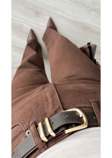 Kahve Likralı Straight Jean modelleri