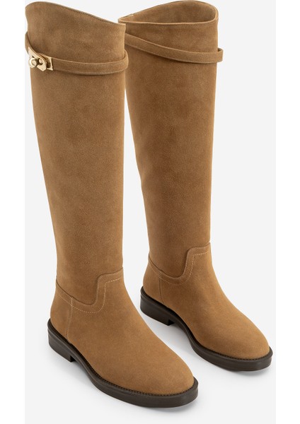 Kadın Tokalı Binici Günlük Çizme Velote Taba Süet indirimleri