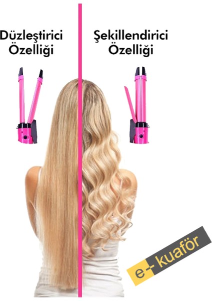 Iki Parçalı Saç Güzellik Seti Düzleştirici ve Maşa, Pembe, 50/60 Hz indirimleri