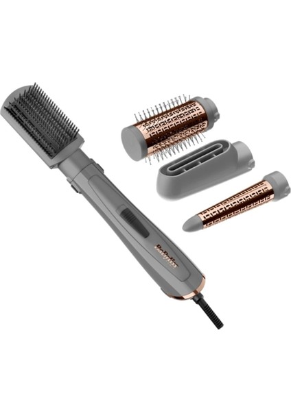 Hava Üflemeli Saç Şekillendirme Seti, 4'lü, 2 Isı Ayarlı, Gri Renk