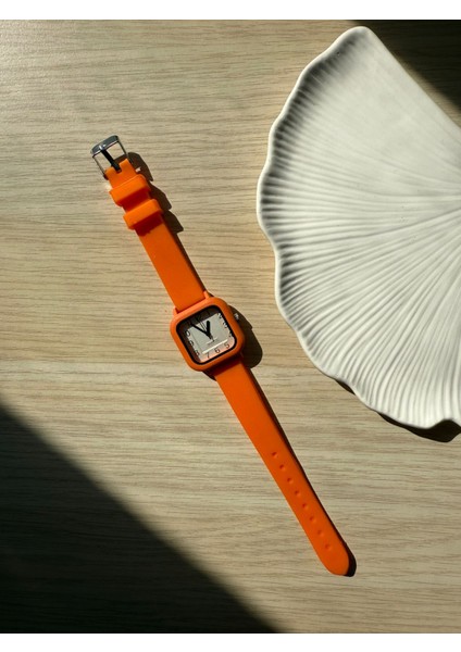 Retro Minimal Silikon Kordon Vintage Kadın Kol Saati Turuncu indirimleri