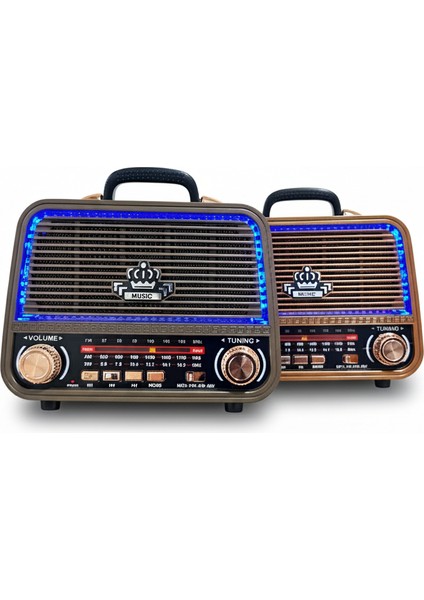 Yeni Model Ledli Nostaljik Ahşap Görünümlü Bluetoothlu Radyo Sd Kart ve USB Özellikli Mp3 Çalar modelleri