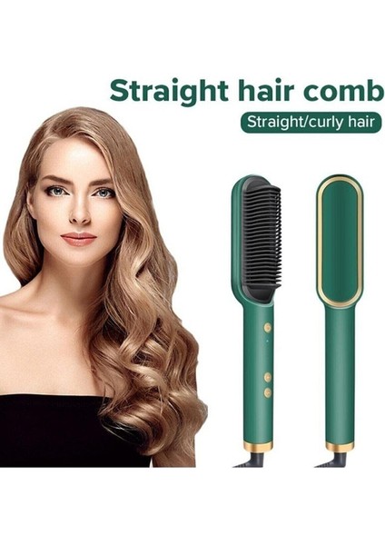 Yeşil Seramik Elektrikli Sakal Düzleştirici ve Fırça, Çok Renkli, Yüksek Performans