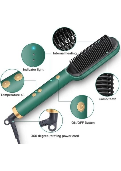 Yeşil Seramik Elektrikli Sakal Düzleştirici ve Fırça, Çok Renkli, Yüksek Performans modelleri