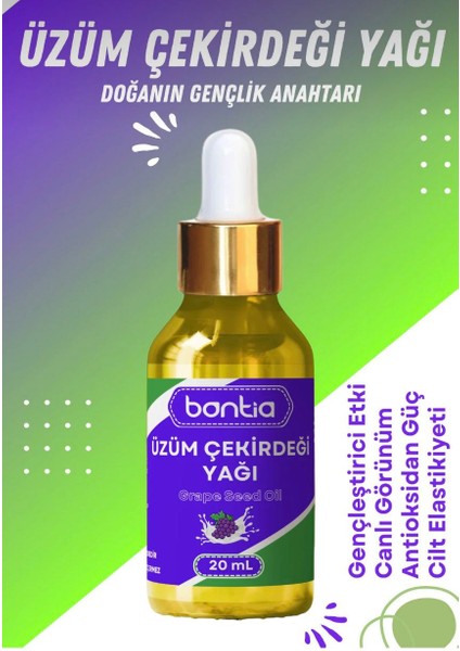 Üzüm Çekirdeği Yağı 20 ml - %100 Saf Soğuk Sıkım - Yaşlanma Karşıtı, Kolajen Destek, Cilt Saç fırsatları