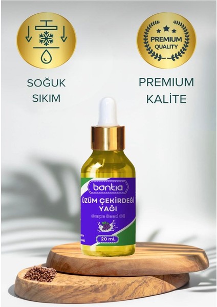 Üzüm Çekirdeği Yağı 20 ml - %100 Saf Soğuk Sıkım - Yaşlanma Karşıtı, Kolajen Destek, Cilt Saç indirimleri