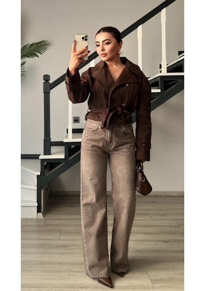 Kahve Gabardin Kuşaklı Trençkot fiyatları