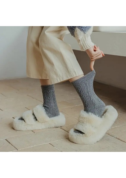 Kadın Yün Çorap (4 Çift) Kışlık Termal Etkili Soft Yünlü Doku fırsatları