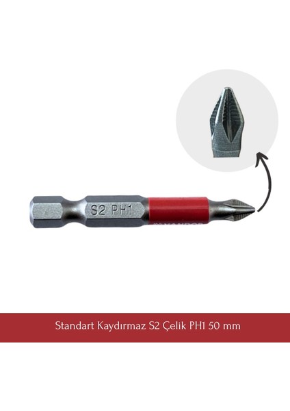 Vandor Anti Slip Bit Kaydırmaz Bits S2 Yüksek Kalite Çelik Ph1-50 ( 1 Adet )