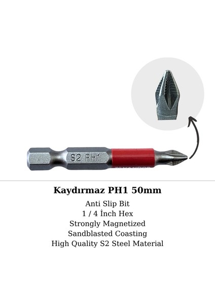 Vandor Anti Slip Bit Kaydırmaz Bits S2 Yüksek Kalite Çelik Ph1-50 ( 1 Adet ) fırsatları