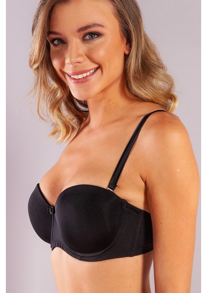 Gabrıella Balconette Foam Cup Bra, Siyah Konforlu ve Şık Sütyen, Strapless modelleri