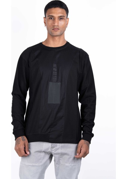 Erkek Uzun Kollu Baskılı, Poplin Garni Kumaşlı, Etek Ribana Detaylı Pamuklu Regular Fit T-Shirt fiyatları