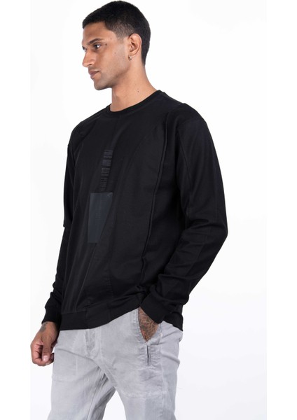 Erkek Uzun Kollu Baskılı, Poplin Garni Kumaşlı, Etek Ribana Detaylı Pamuklu Regular Fit T-Shirt modelleri