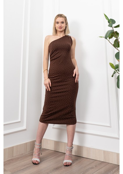 Miss Vina Taş Detaylı Tek Omuz Elbise 50339