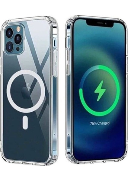 Iphone 13 Pro Kılıf Kamera Lens Korumalı Magsafe Destekli Şeffaf Darbe Emici Sert Kapak