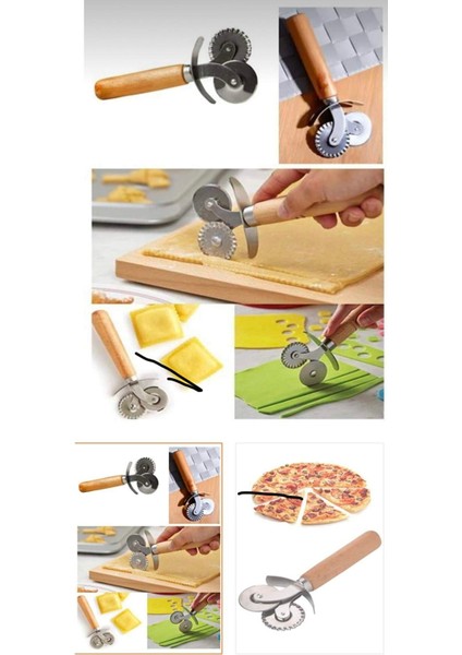 Çift Başlıklı Ahşap Saplı Pizza Kesici Hamur Kesici modelleri