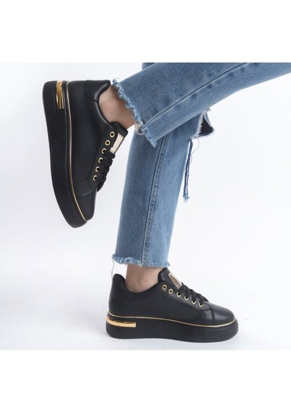 Kadın Ince Şerit Detaylı Bağcıklı Günlük Rahat Ayakkabı