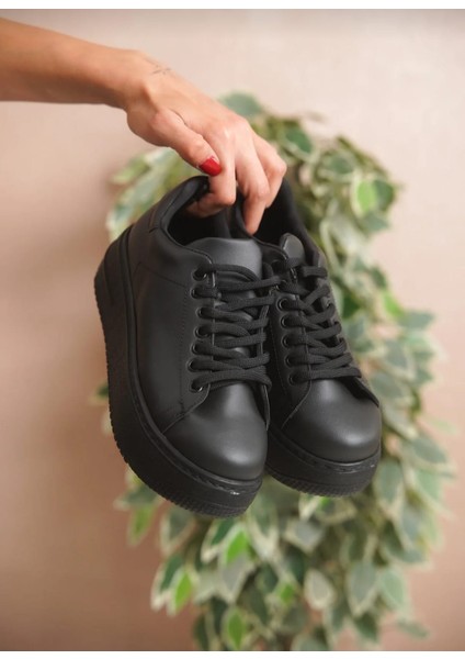 Kadın Yüksek Tabanlı Siyah Ortopedik Günlük Rahat Ayakkabı indirimleri