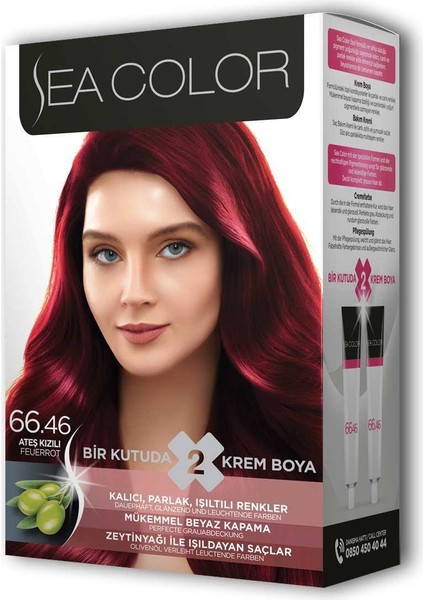 2x2 Tüp Krem Saç Boyası Seti Ateş Kızılı No:66.46 modelleri