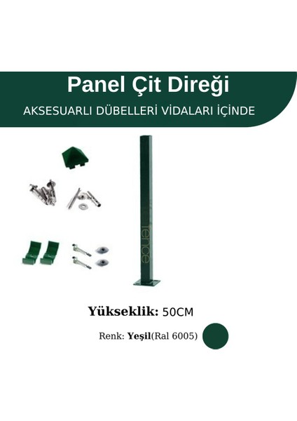 Profil Direk 50 cm - Çim Çit Direği Panel Çit Direği 2 Adet