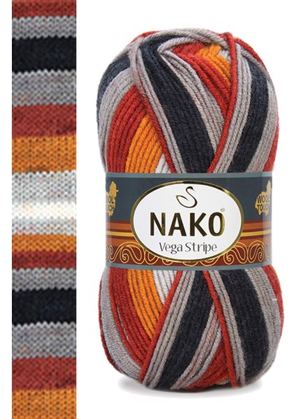 5 Adet Vega Stripe Premium Akrilik El Örgü Ipi Yünü No: 82417 fırsatları
