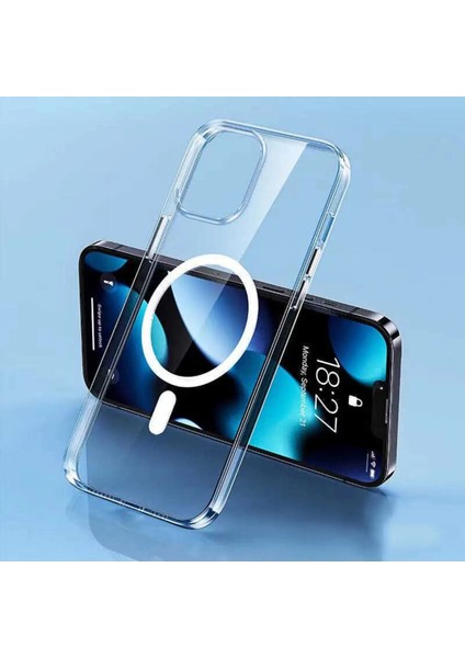 Iphone 14 Kılıf Kamera Lens Korumalı Magsafe Destekli Şeffaf Darbe Emici Sert Kapak