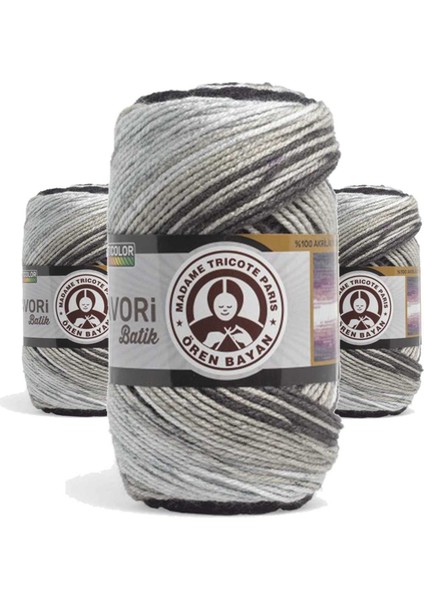 3 Adet Favori Batik El Örgü Ipliği 100 gr 904